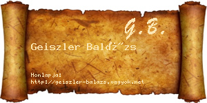 Geiszler Balázs névjegykártya